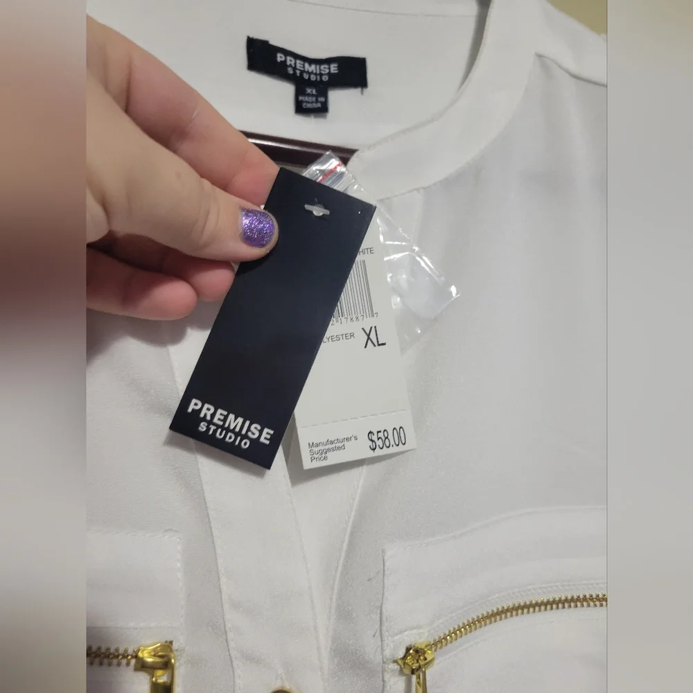 Premise studios XL white blouse NWT - Picture 2 of 4